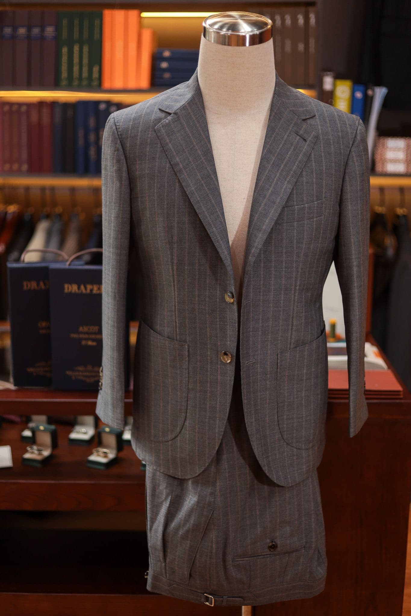 Drapers Italy 2Ply Grey Stripe Suit