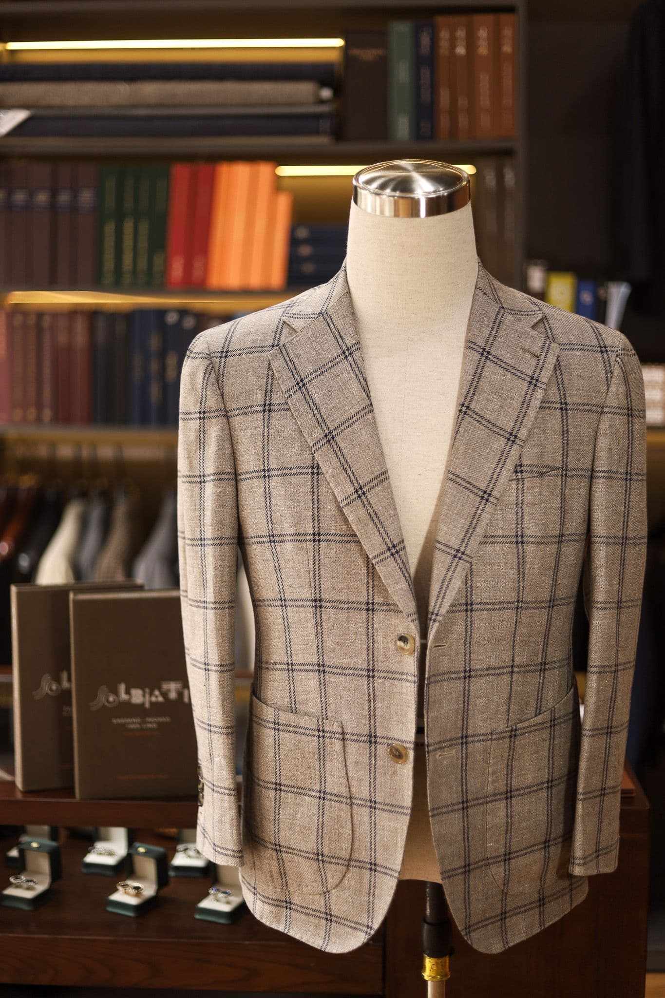 Solbiati Beige Check Linen Jacket