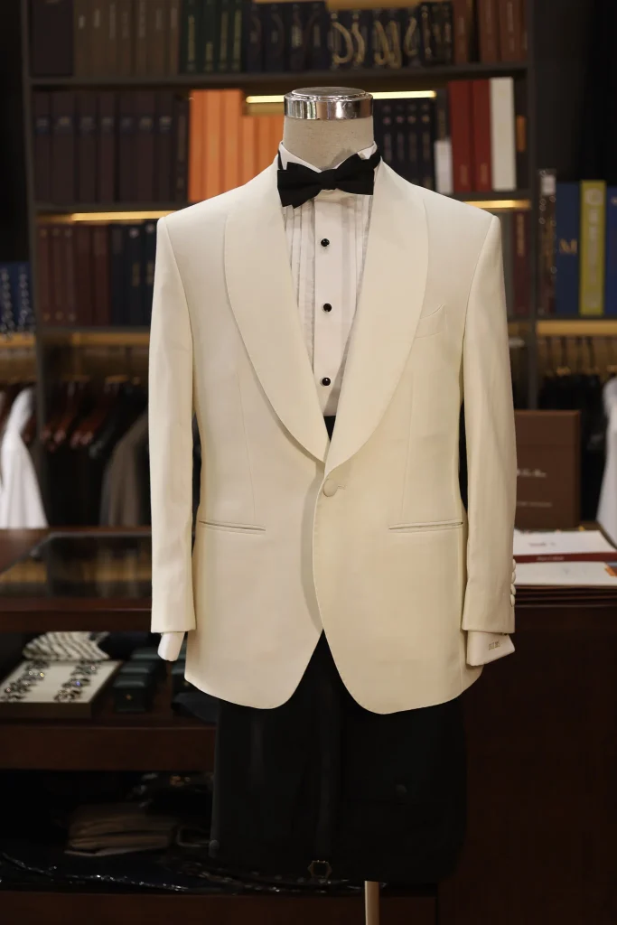 Nobility Wool Off-white Shawl Lapel Tuxedo - 1