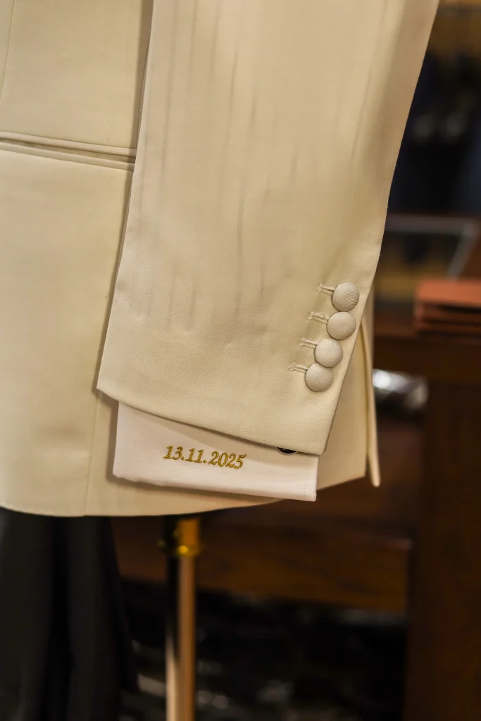 Nobility Wool Off-white Shawl Lapel Tuxedo - 5