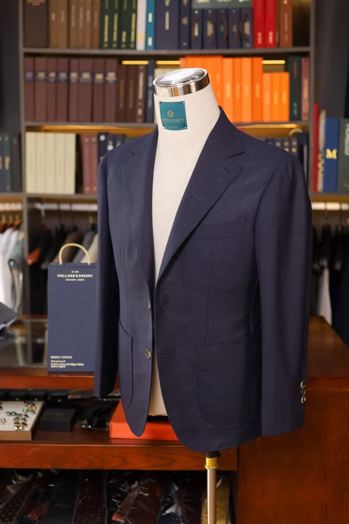 Holland&Sherry Navy Hopsack Jacket - 5