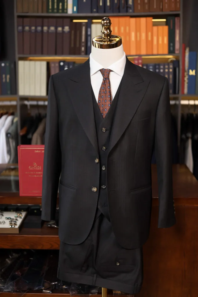 Salford Black Herringbone 3 Pieces Suit