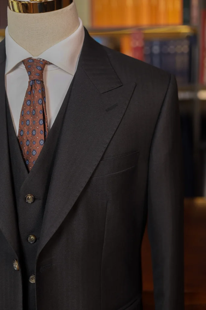 Salford Black Herringbone 3 Pieces Suit - 3