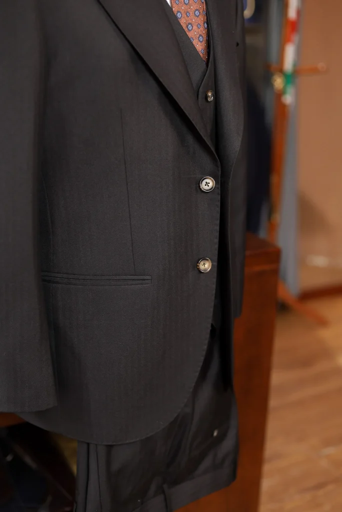 Salford Black Herringbone 3 Pieces Suit - 5