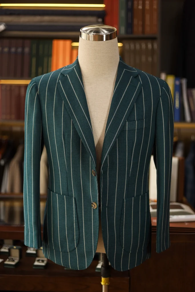 Holland&Sherry Green Pinstripe Hopsack Jacket - 1