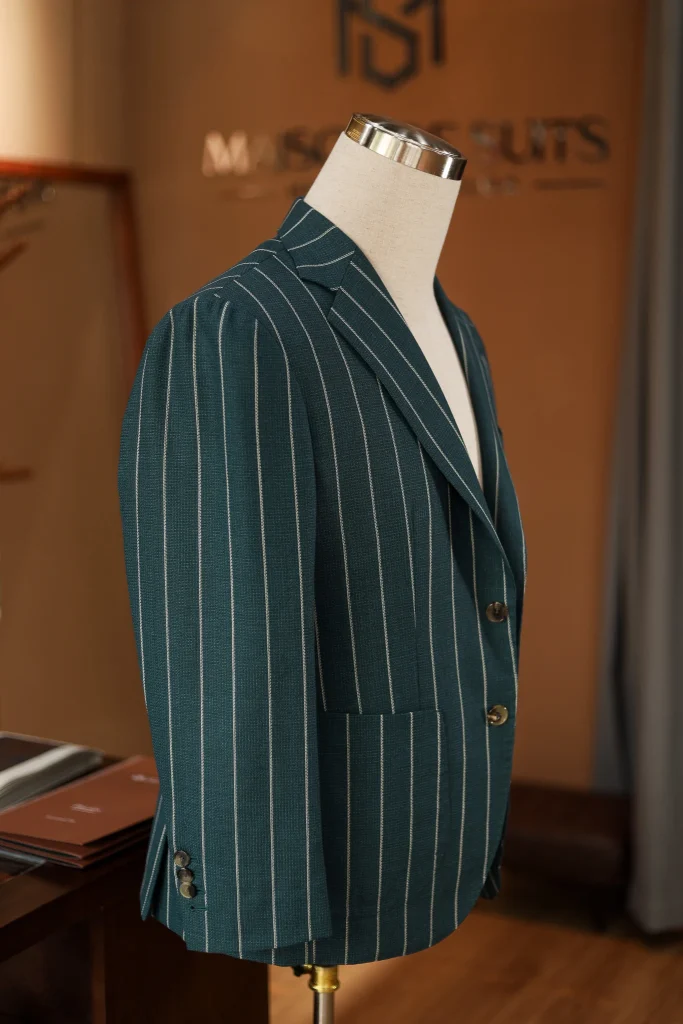Holland&Sherry Green Pinstripe Hopsack Jacket - 3