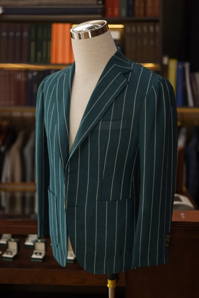 Holland&Sherry Green Pinstripe Hopsack Jacket - 5