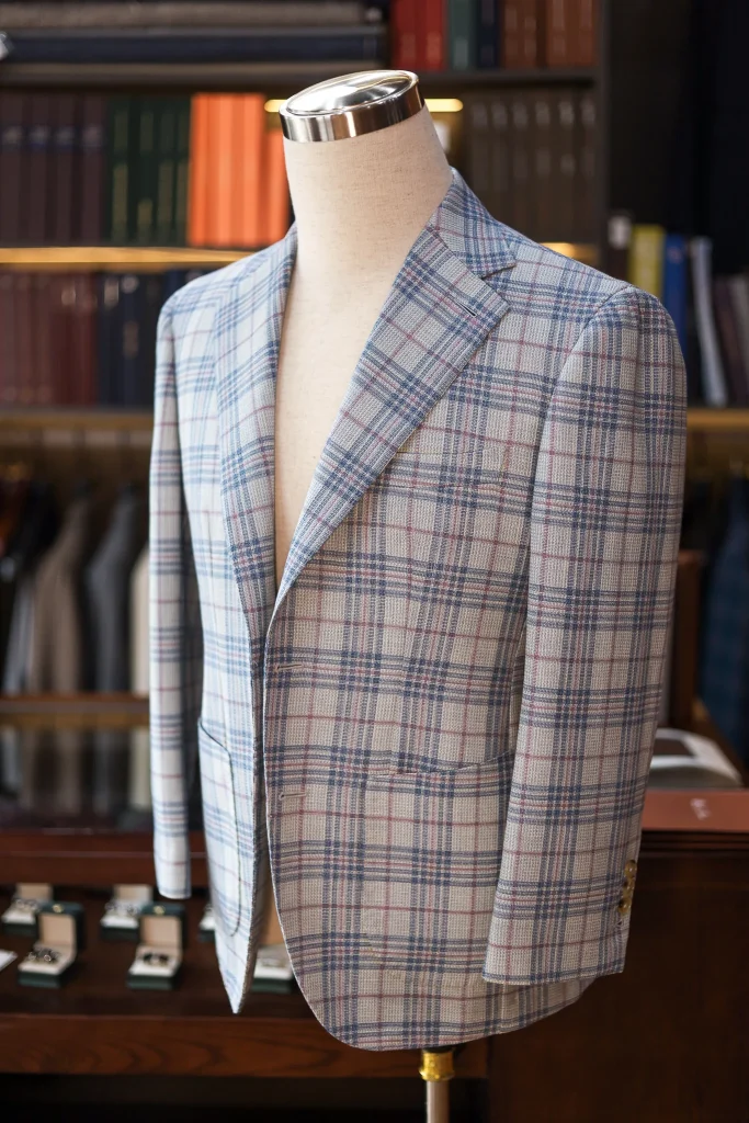 Holland&Sherry White Glen Check Hopsack Jacket - 1