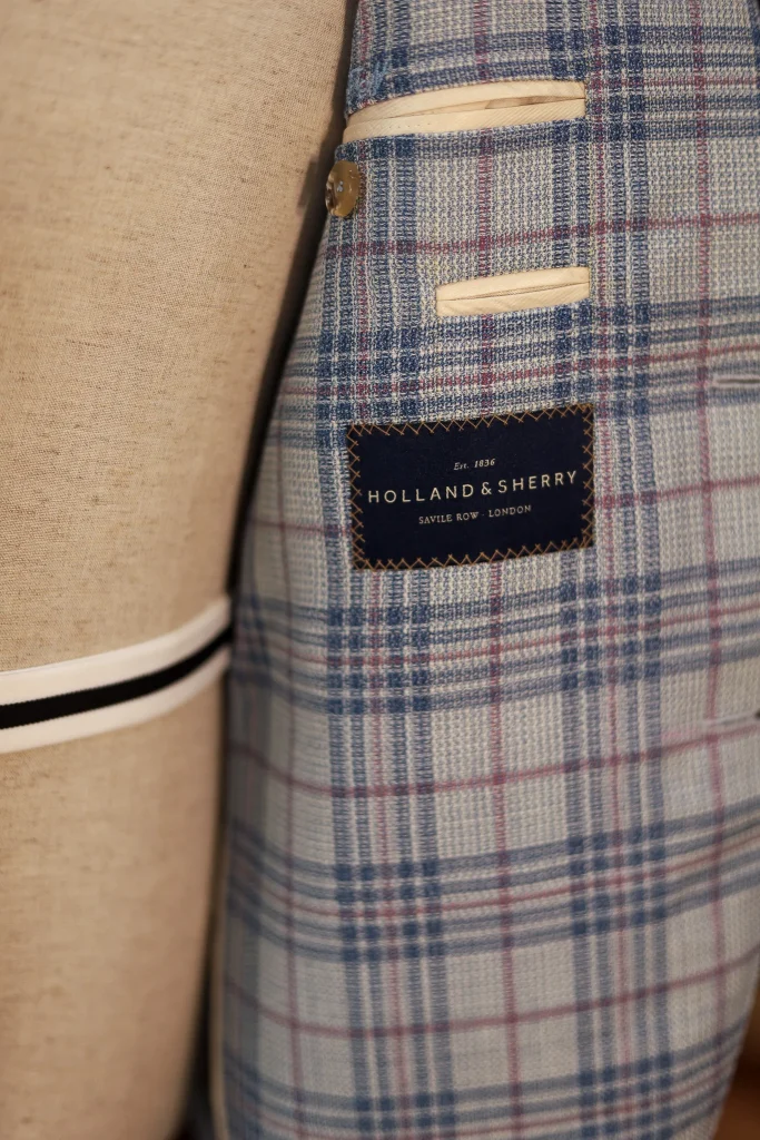 Holland&Sherry White Glen Check Hopsack Jacket - 4