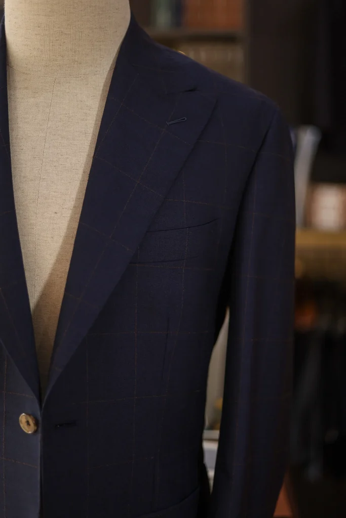Drapers 2Ply Navy Orange Windowpane Jacket - 2