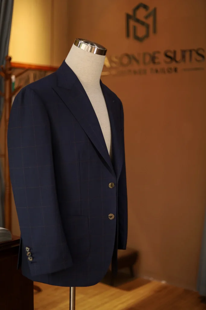 Drapers 2Ply Navy Orange Windowpane Jacket - 4