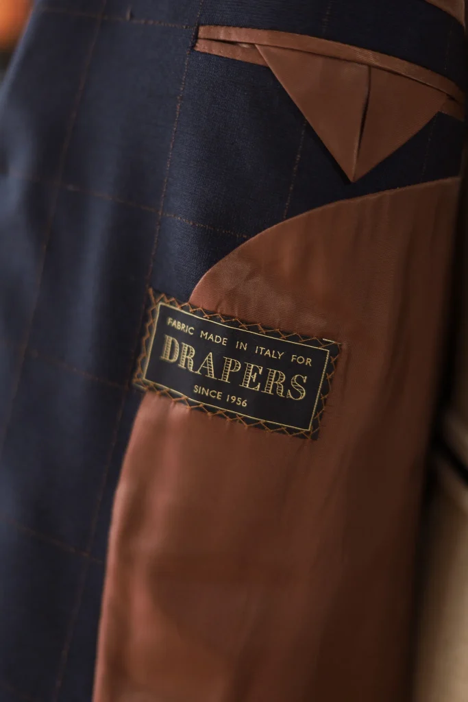 Drapers 2Ply Navy Orange Windowpane Jacket - 6