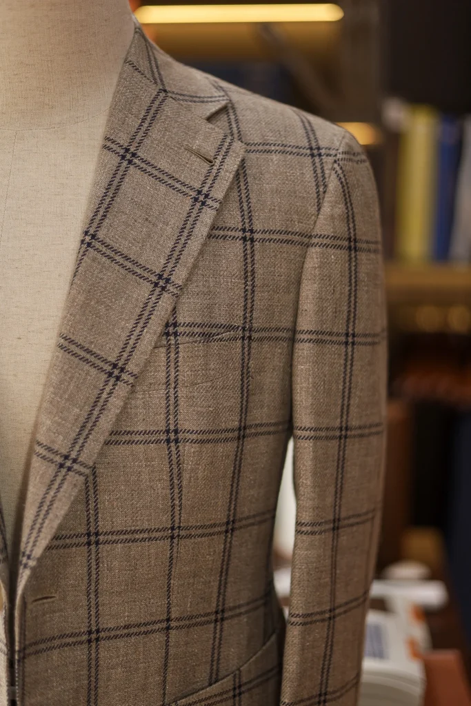 Solbiati 100% Linen Beige Windowpane Jacket - 2