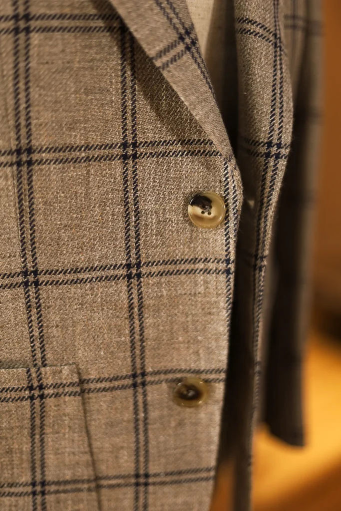 Solbiati 100% Linen Beige Windowpane Jacket - 5